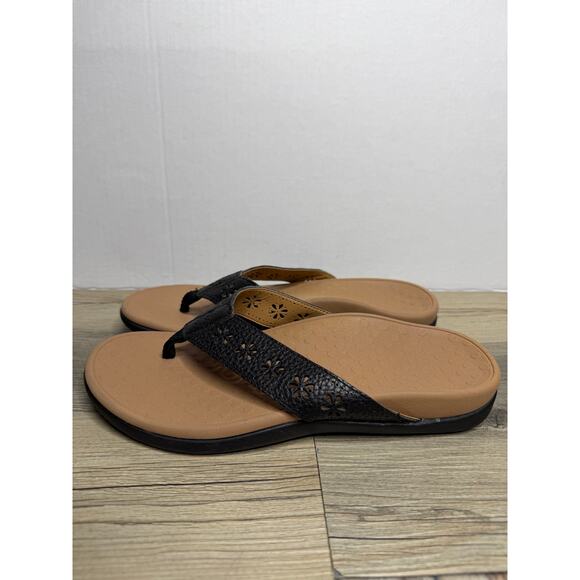 Vionic Women's Shona Sandals Flip Flops Supportive Comfort Toe Post Leather Sz 8 - Picture 1 of 6